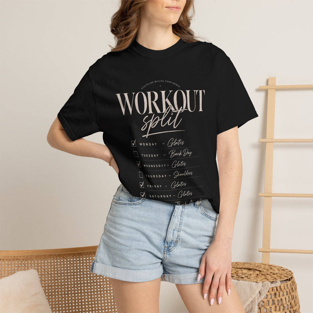 Workout Split T-Shirt — Gym Routine Checklist Back Print