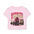 Running & Determination Women's Baby Tee — Motivational Runner Crop Top