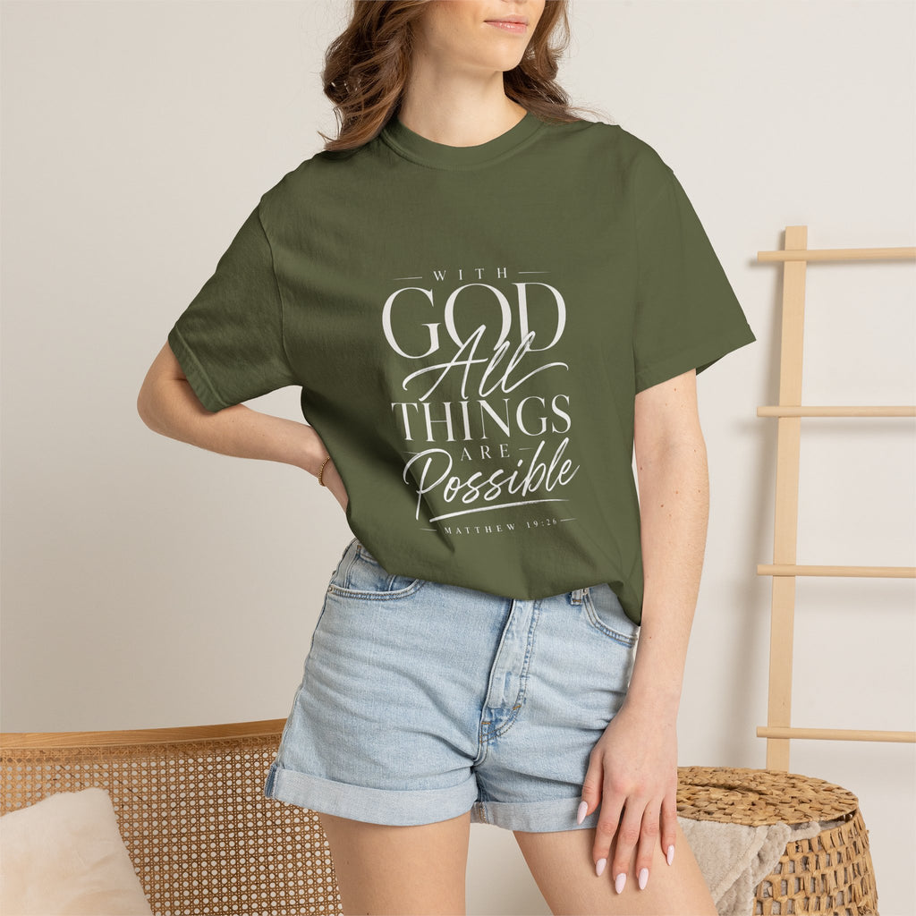 T-Shirt — Subtle Embossed "God Bless" Minimalist White Tee