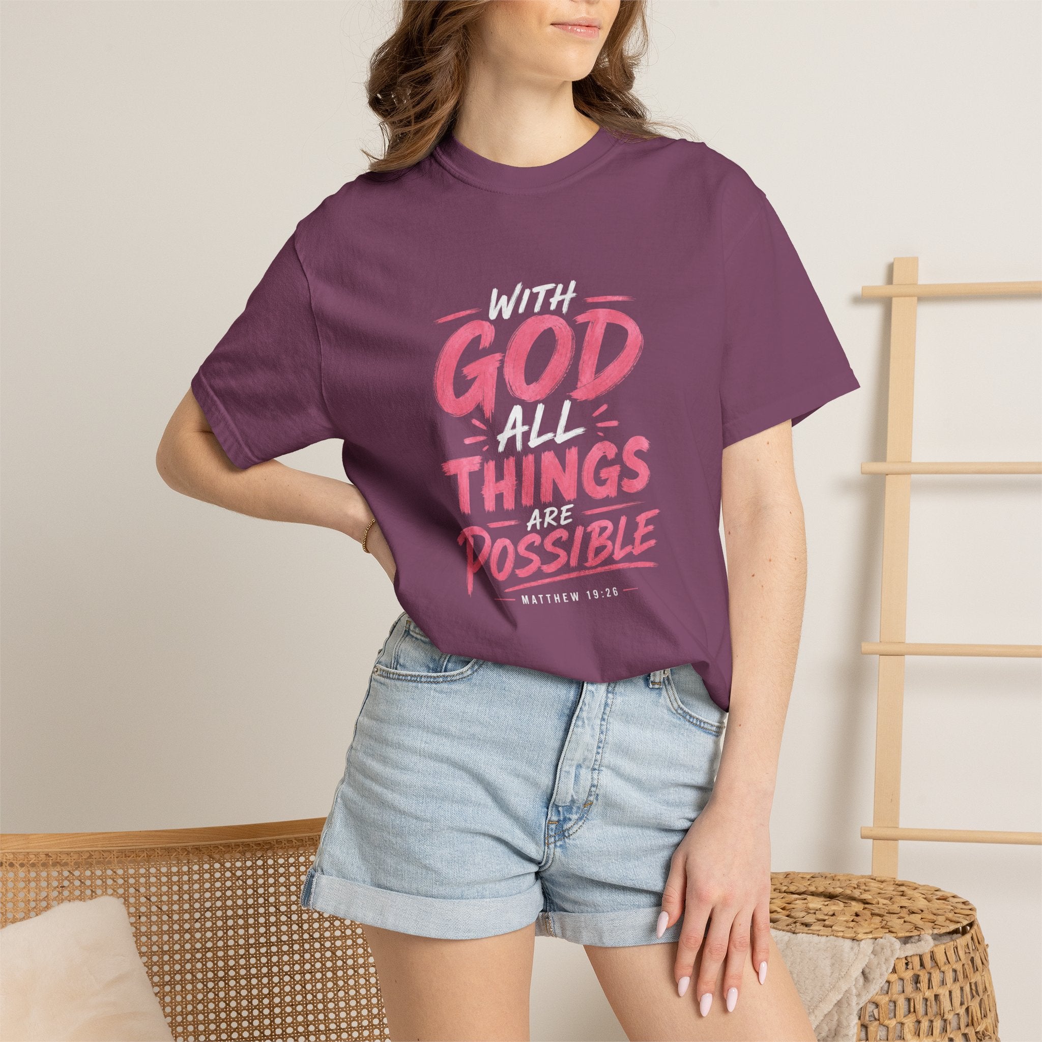 T-Shirt — "With God All Things Possible" Inspirational Christian Tee