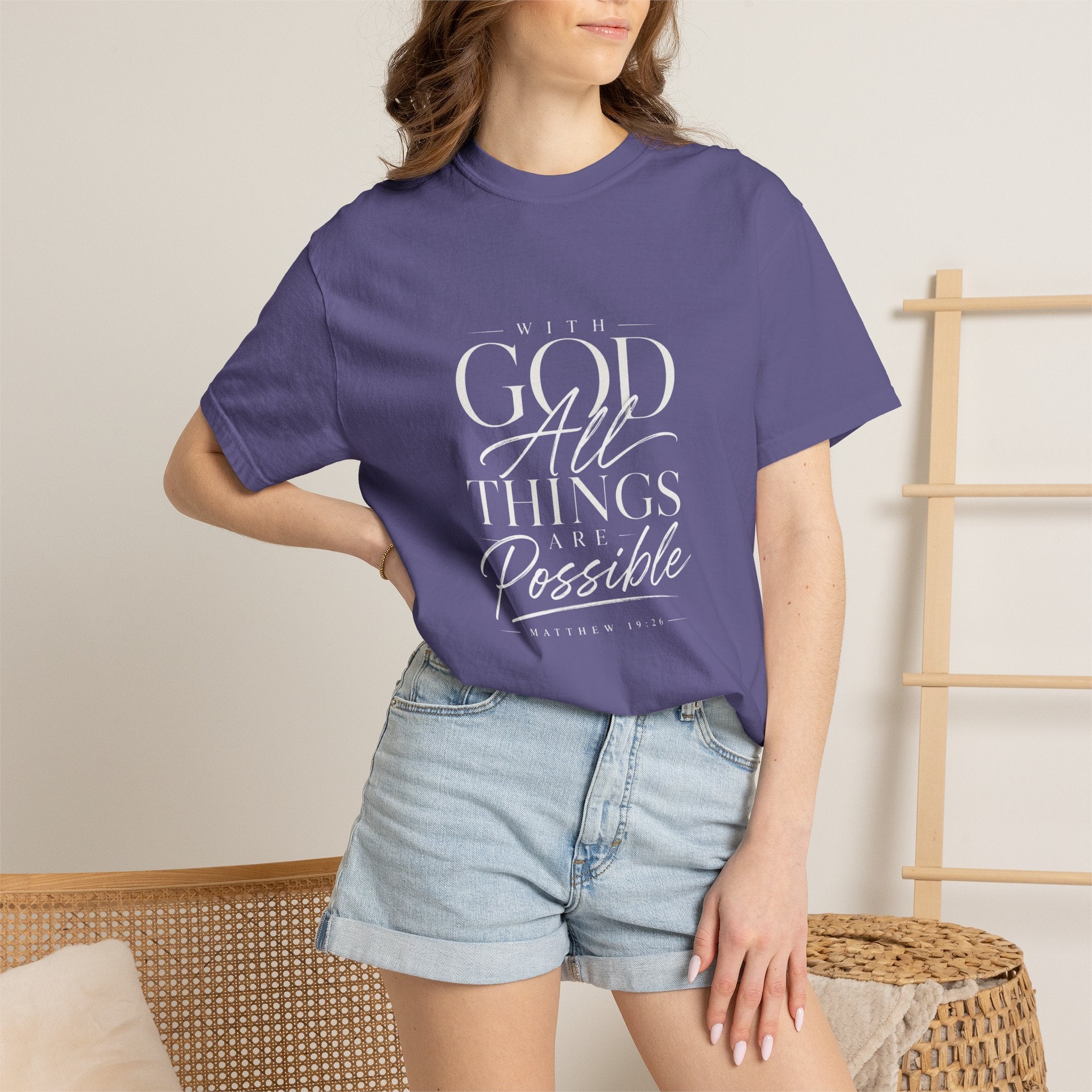 T-Shirt — Subtle Embossed "God Bless" Minimalist White Tee