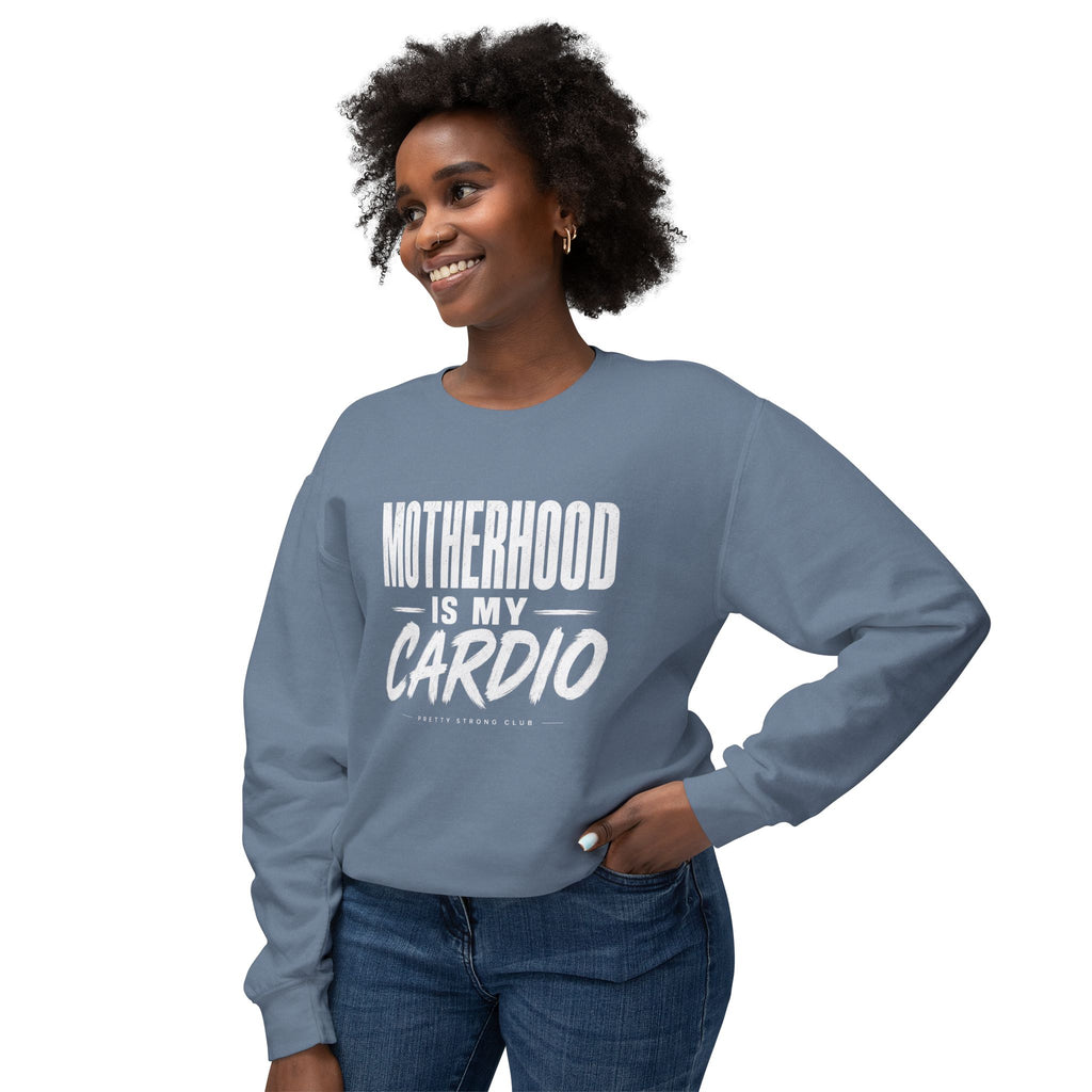 Motherhood Is My Cardio Sweatshirt — Funny Mom Crewneck Gift
