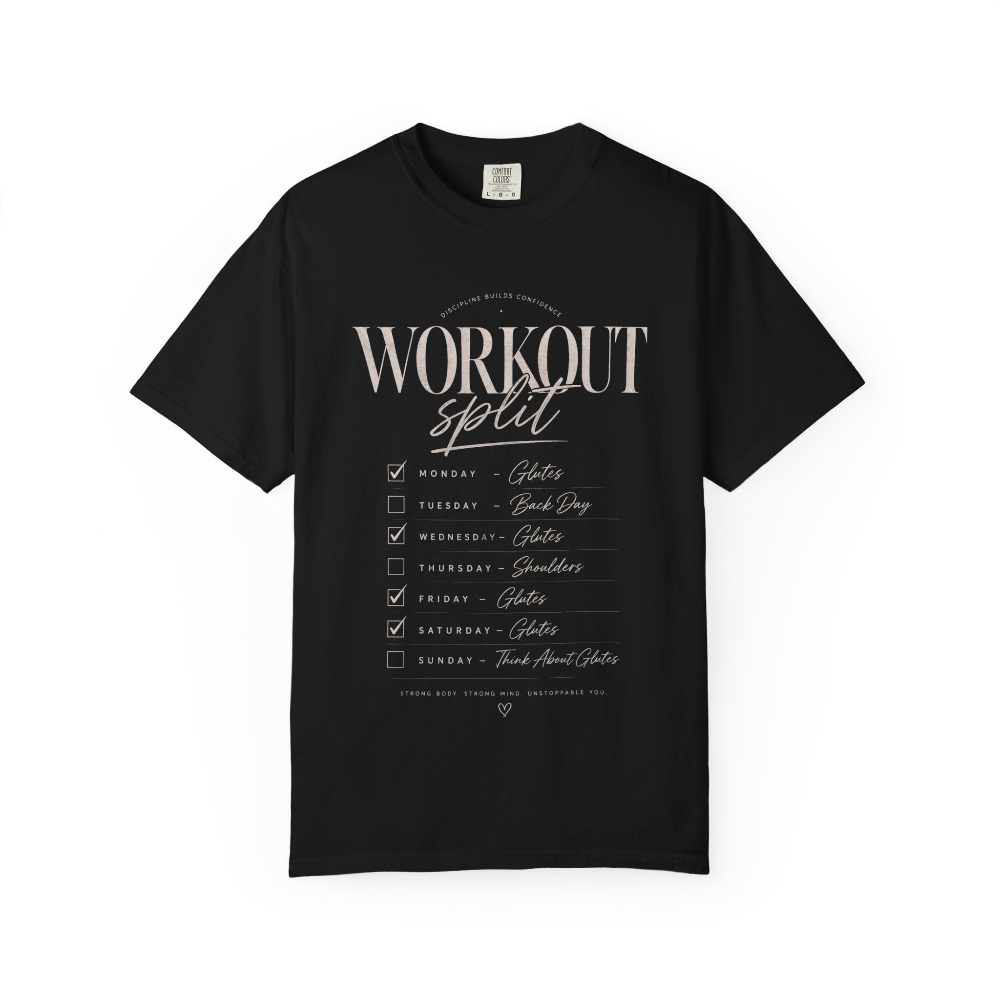 Workout Split T-Shirt — Gym Routine Checklist Back Print