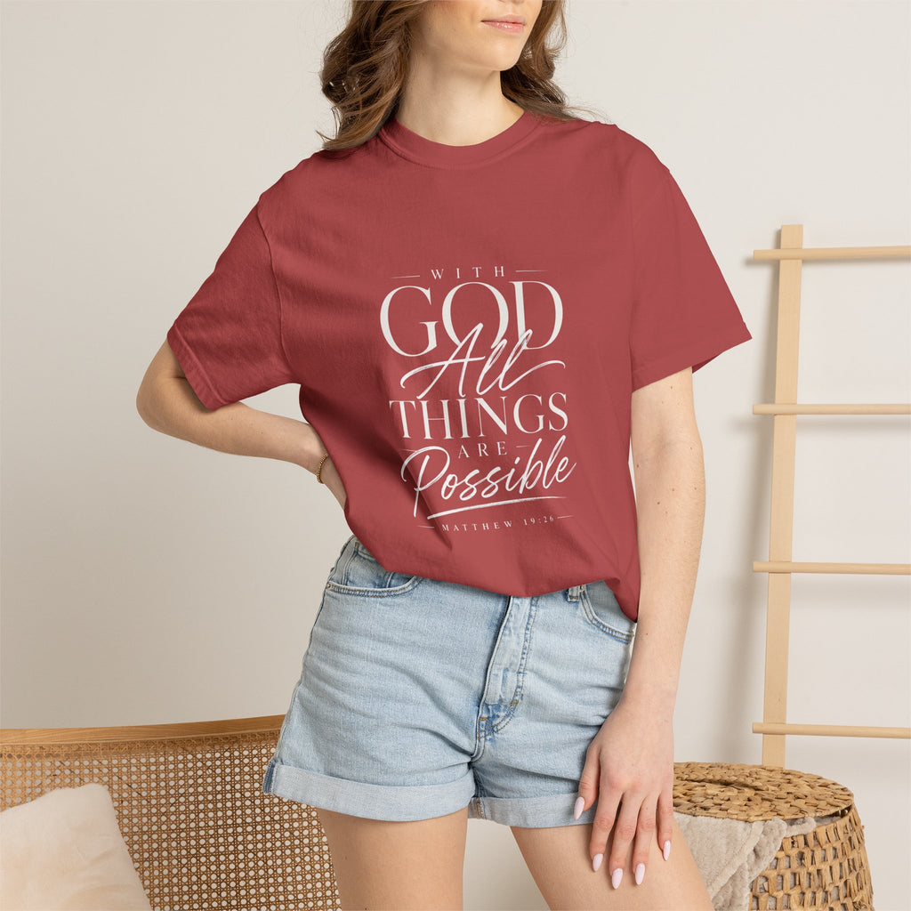 T-Shirt — Subtle Embossed "God Bless" Minimalist White Tee