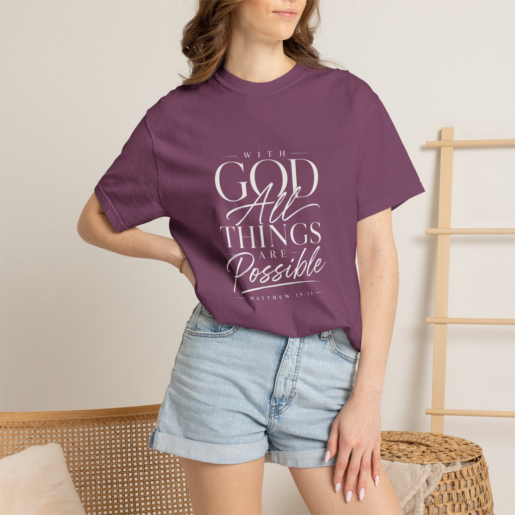 T-Shirt — Subtle Embossed "God Bless" Minimalist White Tee
