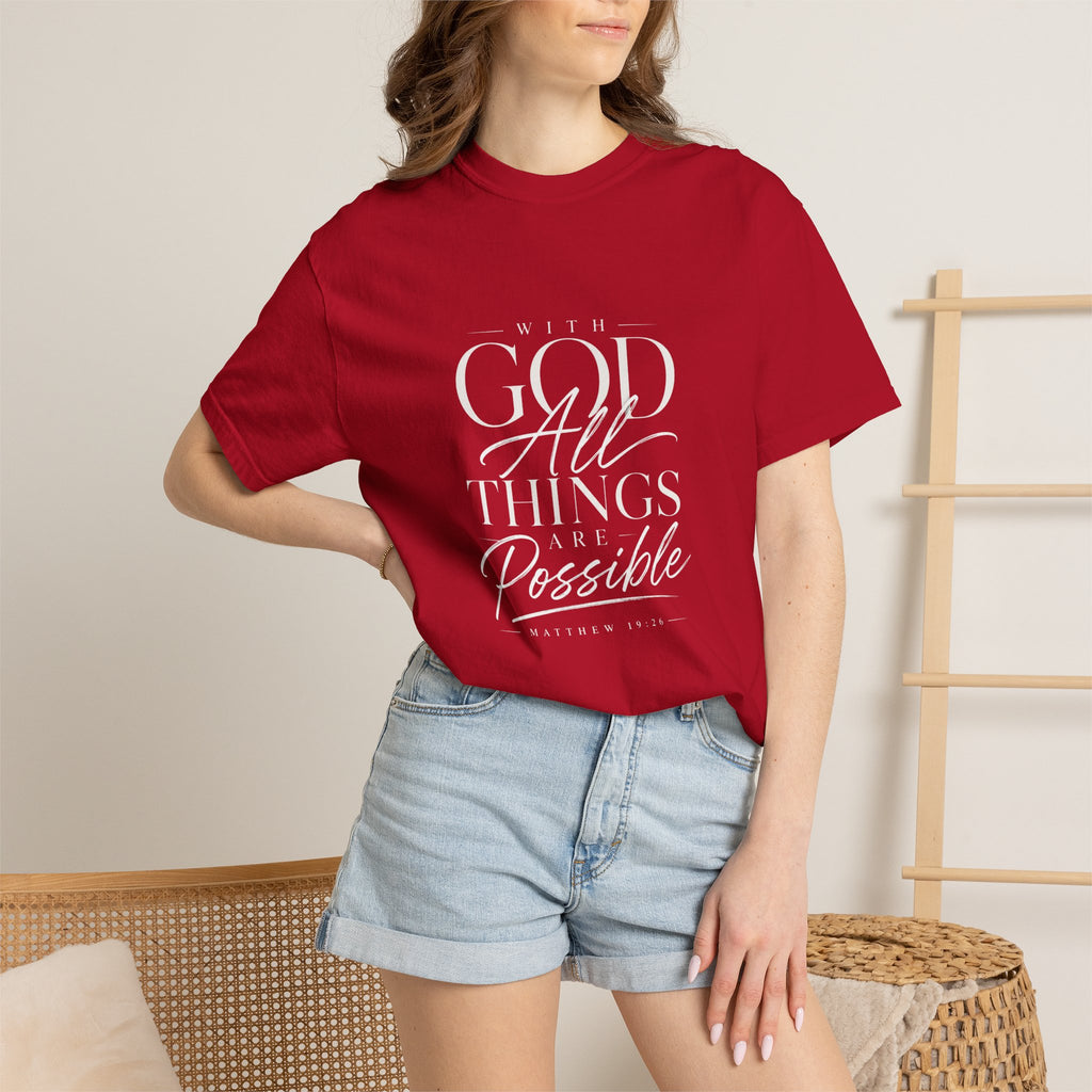 T-Shirt — Subtle Embossed "God Bless" Minimalist White Tee