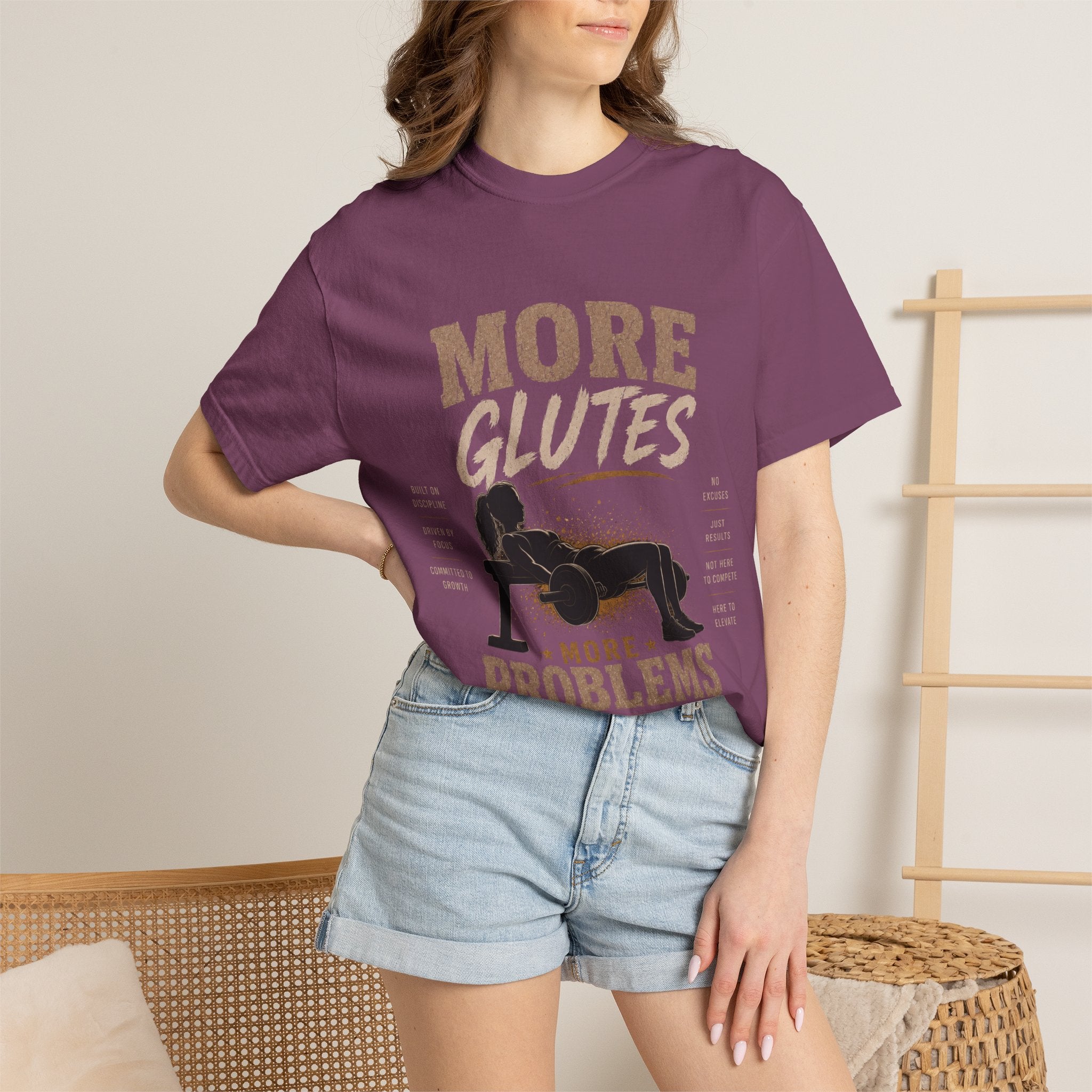 More Glutes More Problems T-Shirt — Funny Gym Workout Tee for Fitness Enthusiasts