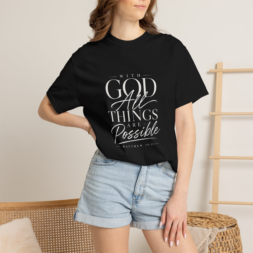T-Shirt — Subtle Embossed "God Bless" Minimalist White Tee