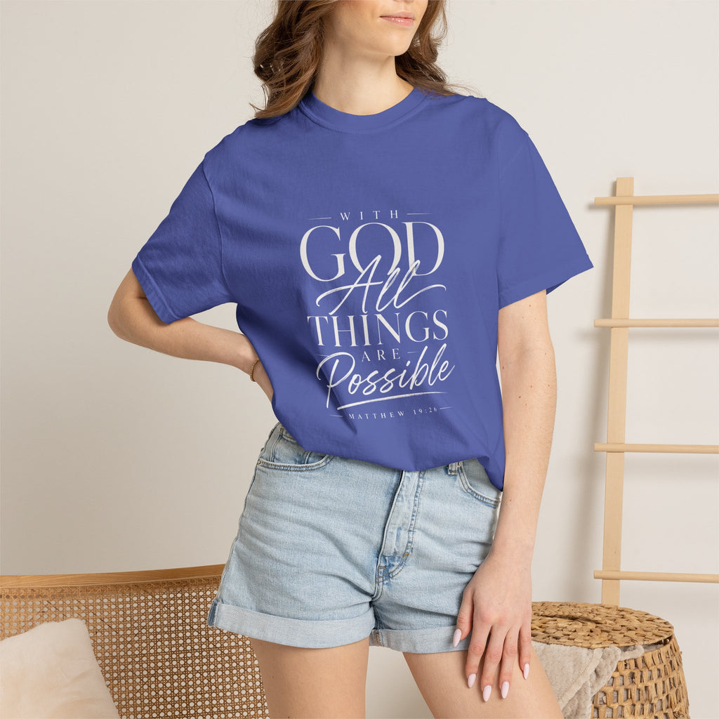 T-Shirt — Subtle Embossed "God Bless" Minimalist White Tee