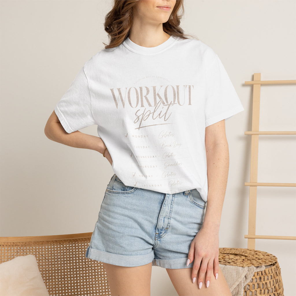 Workout Split T-Shirt — Gym Routine Checklist Back Print