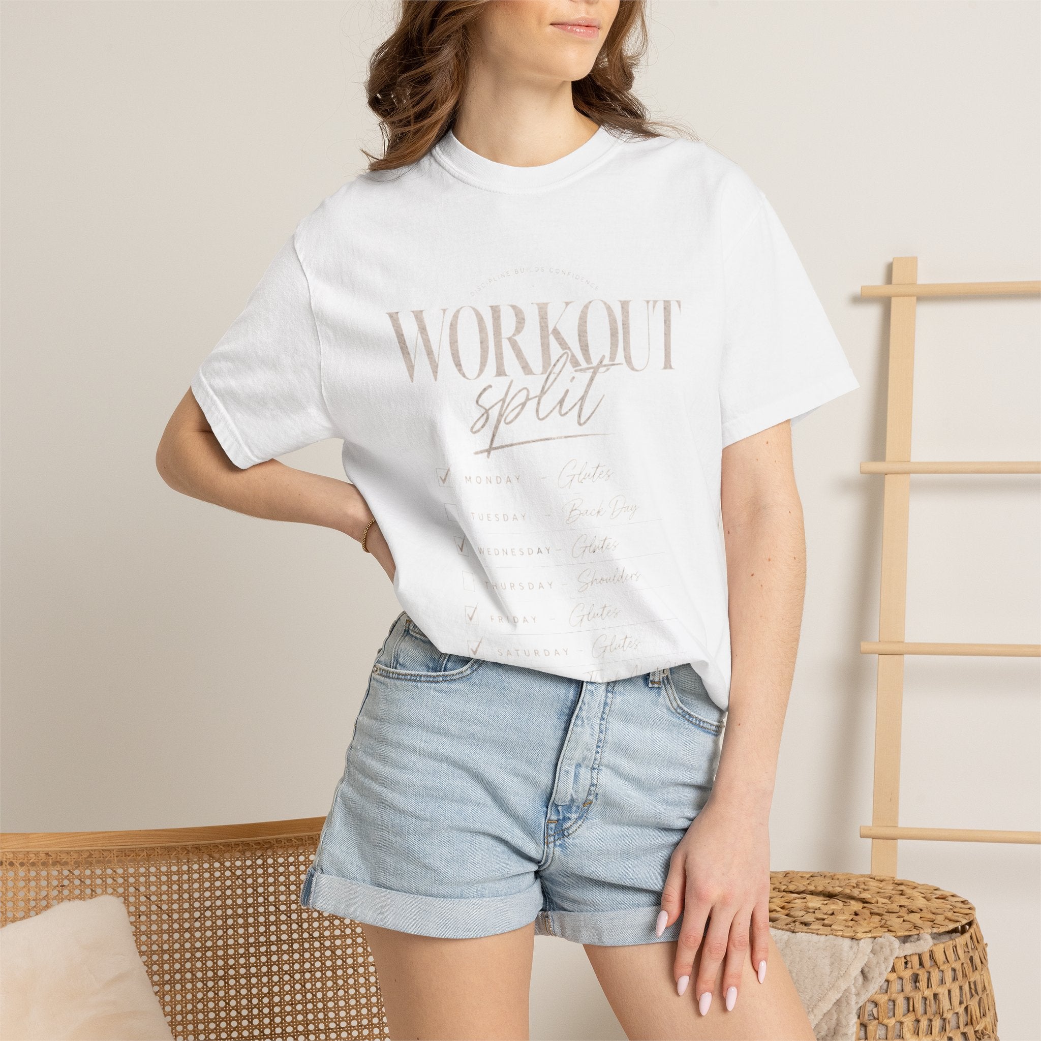 Workout Split T-Shirt — Gym Routine Checklist Back Print