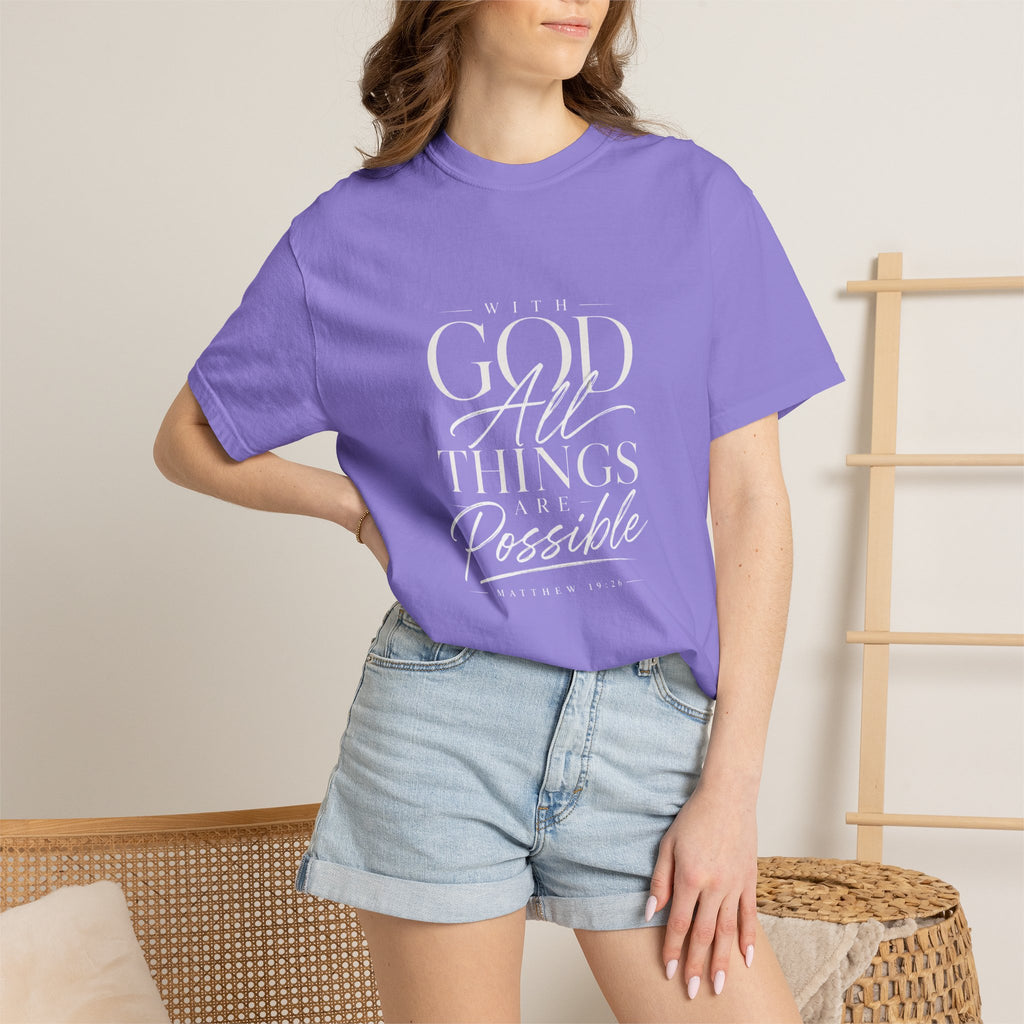 T-Shirt — Subtle Embossed "God Bless" Minimalist White Tee