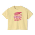Confidence Is a Choice Women’s Boxy Tee — Empowering Pink Graphic Shirt