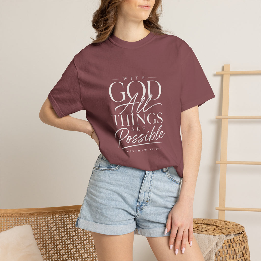 T-Shirt — Subtle Embossed "God Bless" Minimalist White Tee