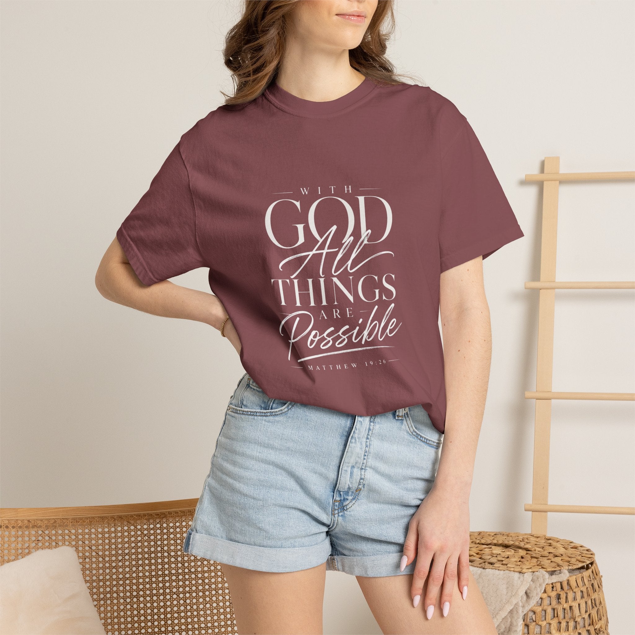 T-Shirt — Subtle Embossed "God Bless" Minimalist White Tee