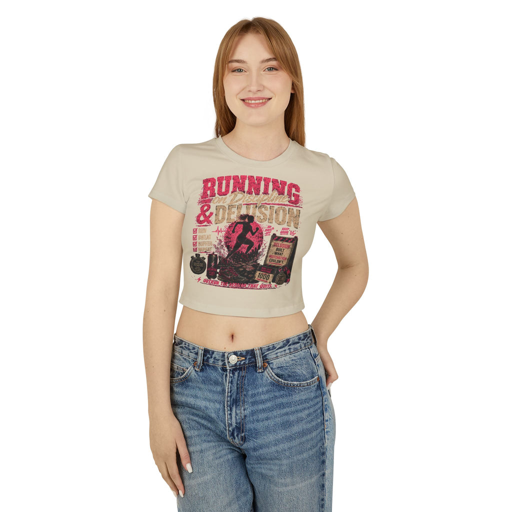 Running & Determination Women's Baby Tee — Motivational Runner Crop Top