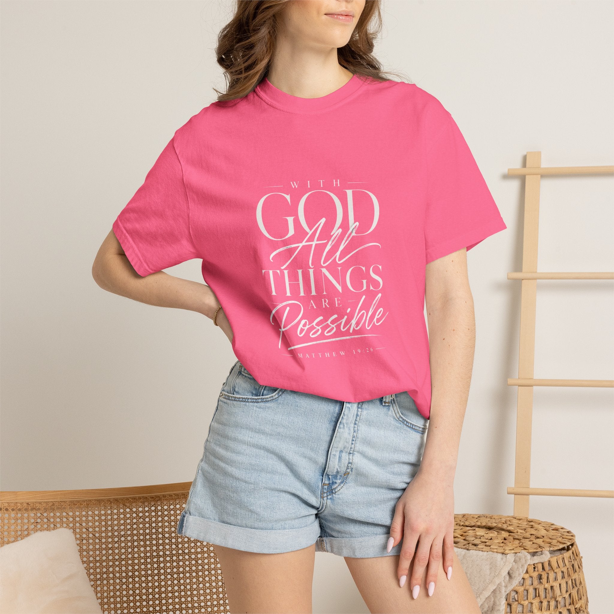 T-Shirt — Subtle Embossed "God Bless" Minimalist White Tee
